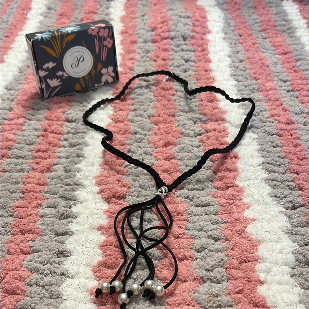 Black and Silver Necklace with Tassel